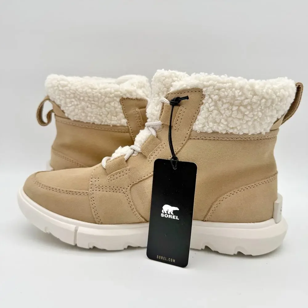 Sorel Womens Explorer Next Carnival Winter Boots US 6.5 Tan Suede Waterproof GUC